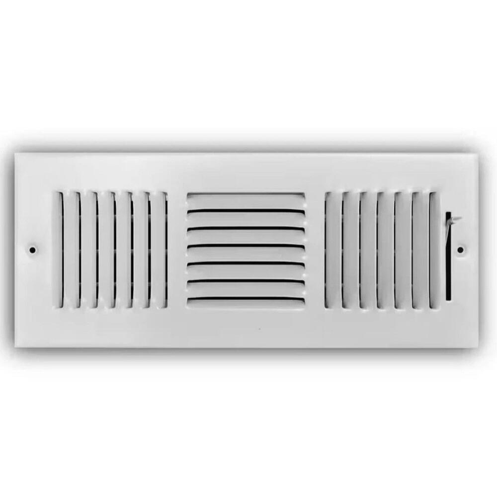 12 in. x 4 in. 3-Way Steel Wall/Ceiling Register in White It Is Paintable